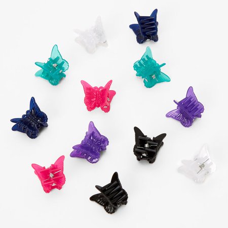 Blue, Pink & Purple Butterfly Mini Hair Claws - 12 Pack | Claire's US