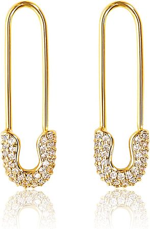 Amazon.com: Safety Pin Earrings for Women, Paper Clip Earrings, Dangle Earrings For Women, Hypoallergenic 14k Gold Earrings, Gold Plated Hoop Earrings, Safety Pin Jewelry, Paperclip Earrings, Mothers Day Gifts: Clothing, Shoes & Jewelry