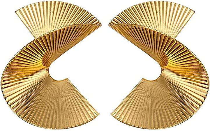 Amazon.com: Bmadge Gold Geometric Earrings Exaggerated Statement Earrings Punk Stylish Sectored Twisted Earring Jewelry for Women and Girls (Sectored): Clothing, Shoes & Jewelry