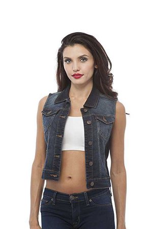 Hollywood Star Fashion Sleeveless Button up Jean Denim Jacket Vest (2XL, DarkBlue) at Amazon Women's Coats Shop
