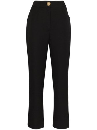 Black Balmain High-Rise Cropped Trousers | Farfetch.com