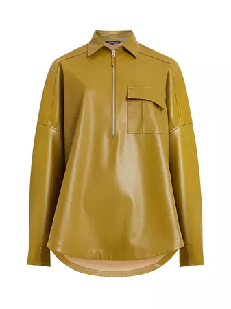 Crolenda PU Half Zip Popover Shirt Nutria | French Connection US