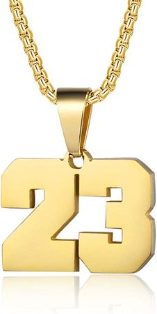 Number Necklaces Personalized Necklaces 18K Gold Plated Initial Number Pendant Stainless Steel Chain Movement Necklaces for Men Women (23) | Amazon.com