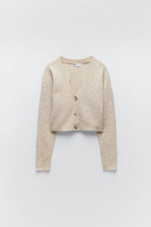 KNIT CARDIGAN WITH SEQUINS | ZARA United States