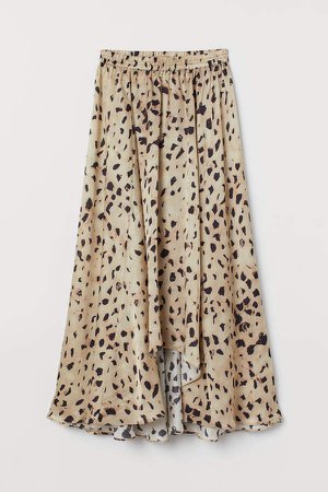 Asymmetric Silk-blend Skirt - Beige