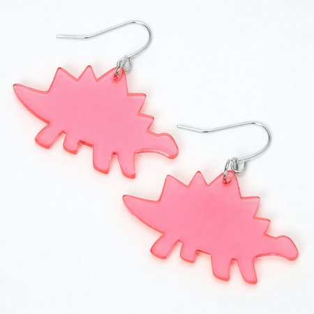 Pink Stegosaurus Dinosaur Drop Earrings | Claire's