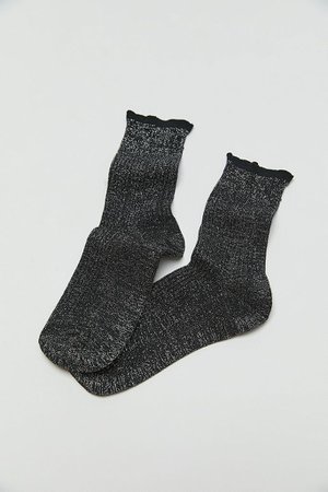 Glitter Scallop Crew Sock | Urban Outfitters