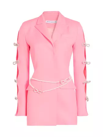 Shop Mach & Mach Bow-Embellished Wool Minidress | Saks Fifth Avenue
