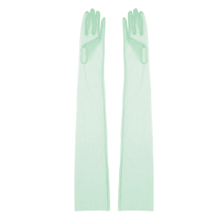 sheer tulle green gloves ultra thin long