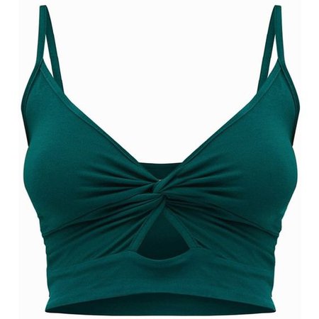 Forest Green Basic Jersey Knot Front Bralet