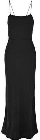GREY - Open-back Crepe Maxi Dress - Black