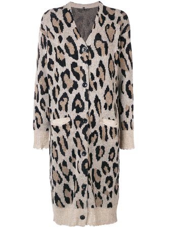 R13 Cashmere Long Leopard Cardigan - Farfetch