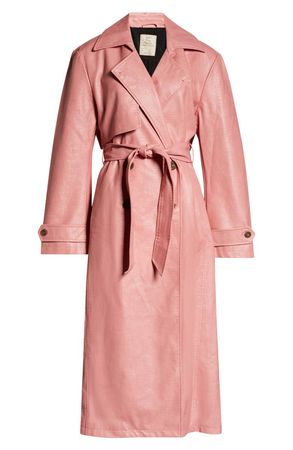 Free People Morrison Embossed Faux Leather Trench Coat | Nordstrom
