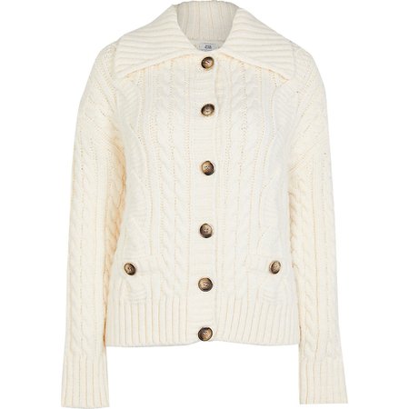 Cream cable knit cardigan | River Island