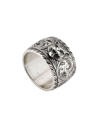 Gucci Wide silver ring with feline head $305 - Buy Online AW19 - Quick Shipping, Price