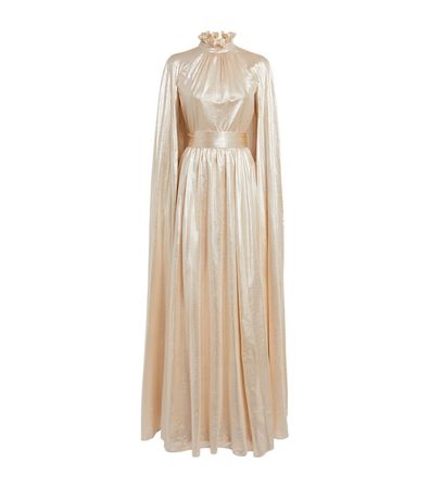 Erdem gold Cape-Detail Macie Gown | Harrods UK