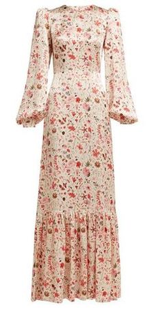 THE VAMPIRE'S WIFE Belle No.11 Botanical Print Silk Satin Dress. #thevampireswife