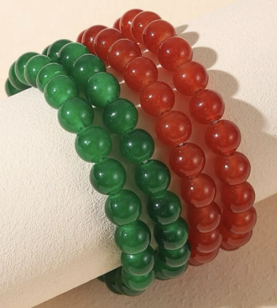 red - green bracelets