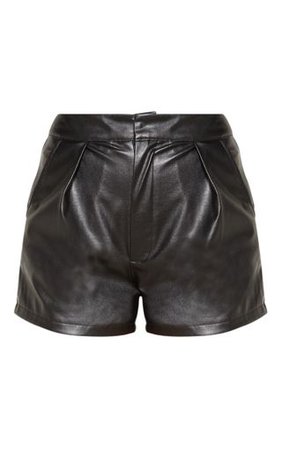 Black Faux Leather Short | Shorts | PrettyLittleThing