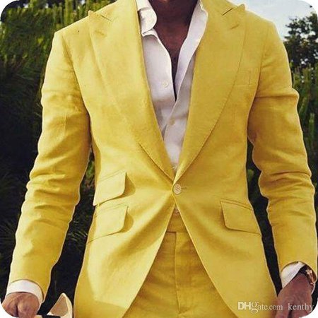 Casual Business Yellow Men Suits Blazers Jacket Coat