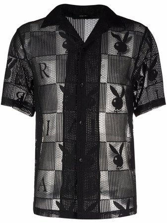 AMIRI Playboy-pattern mesh shirt - FARFETCH