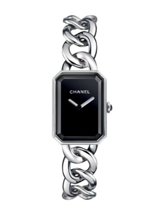 silver chain Chanel watch