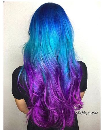 blue and purple wig