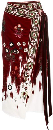 beaded floral wrap skirt