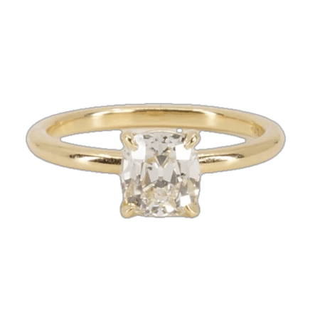 1.25 Carat Elongated Antique Old Mine Cut Diamond Engagement Ring, 18k Yellow Gold