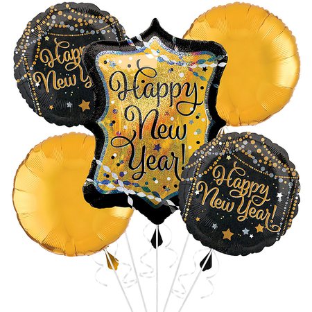 Black, Gold & Silver Happy New Year Balloon Kit | Party City Canada