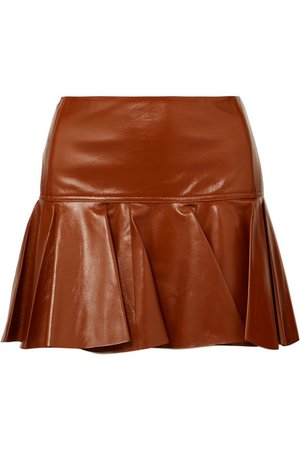 Chloé | Mini-jupe en cuir glacé à godets | NET-A-PORTER.COM