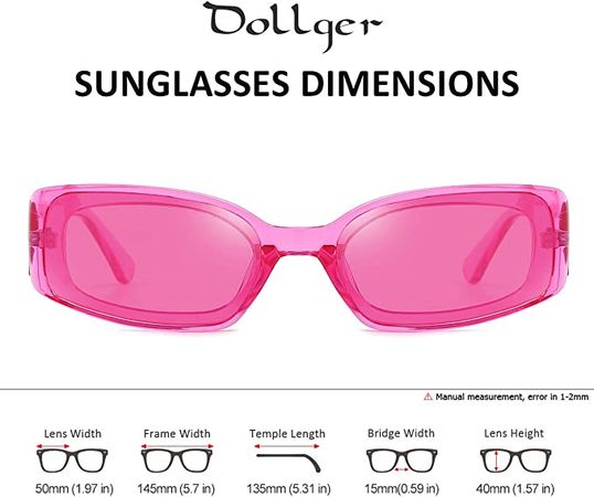 Amazon.com: Dollger Rectangle Sunglasses for Women Retro PINK Y2K Sunglasses sugar Party 90s 00s sunglasses Pink : Clothing, Shoes & Jewelry
