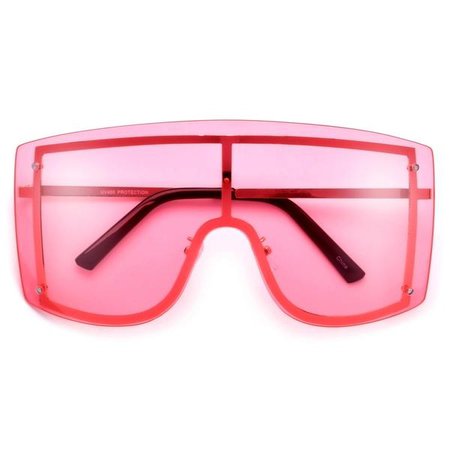 Oversize Full Coverage Sleek Metal Outlined Frame Shield Sunglasses - Sunglass Spot