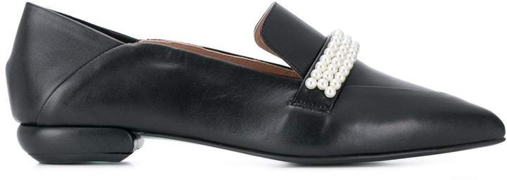 Pearl detailed pointy loafers