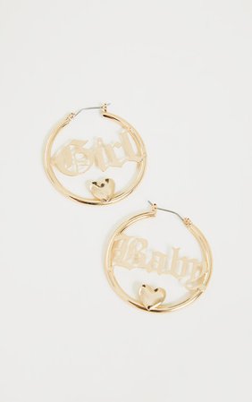 Gold Babygirl Hoop Earrings | Accessories | PrettyLittleThing USA
