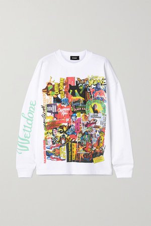 Oversized Printed Appliqued Cotton-jersey T-shirt - White