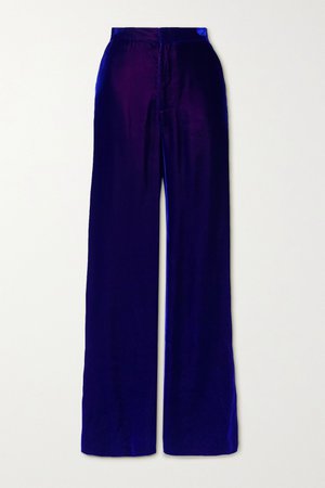 Purple Iridescent velvet pants | Christopher John Rogers | NET-A-PORTER