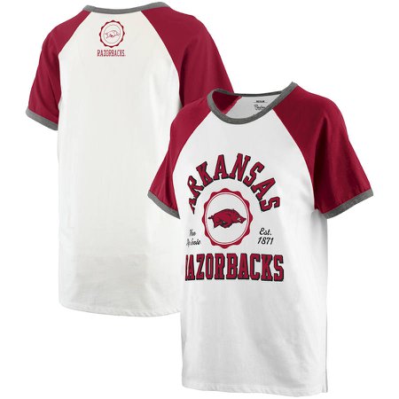 Arkansas Razorbacks Pressbox Women's Nova Ringer Raglan T-Shirt – White/Cardinal