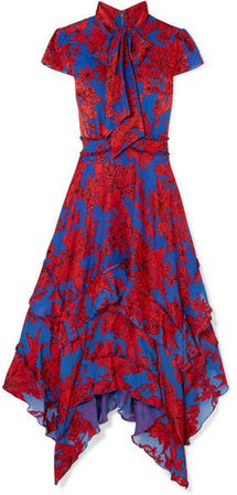 Alice Olivia - Ilia Ruffled Floral-print Crepe De Chine Midi Dress - Red