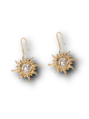 Apollo silver coin gold earrings jewelry