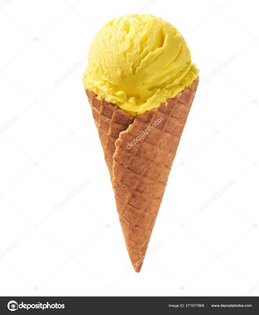 Yellow ice cream in waffle cone isolated on white background — Stock Photo © itor115.gmail.com #271977868