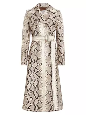 Michael Kors Collection Snakeskin-Print Leather Trench Coat | Saks Fifth Avenue