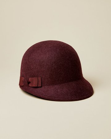 Pull through bow felt cap - Oxblood | Hats | Ted Baker UK