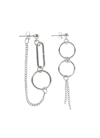 Paper Clip Circle Silver Earrings Jewelry