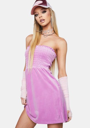 Juicy Couture Smocked Strapless Mini Dress - Pink/Lollipop – Dolls Kill