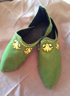 Close up of green pair, SCA Persian slippers