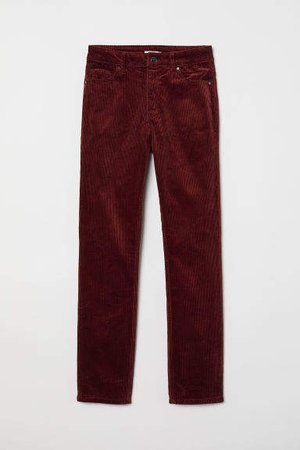 Ankle-length Corduroy Pants - Red