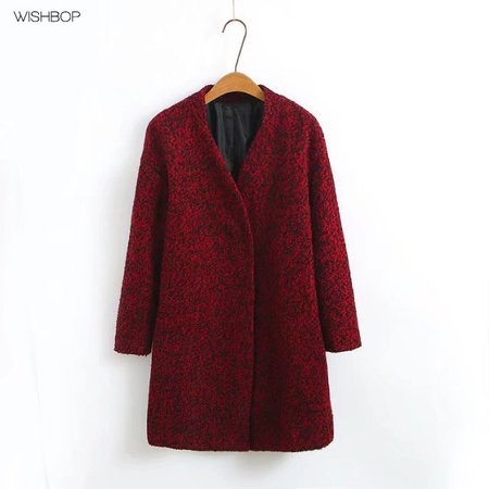 WISHBOP NEW 2017 Fall Woman Fashion Dark Red Wool Cordillas Coat V neck Wrap coats Side Pockets-in Wool & Blends from Women's Clothing & Accessories on Aliexpress.com | Alibaba Group