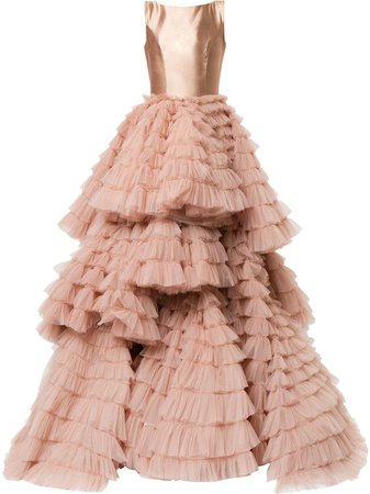 Isabel Sanchis frill-layered flared gown £11,579 - Fast Global Shipping, Free Returns