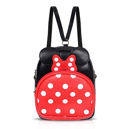 Amazon.com: Finex Minnie Mouse Backpack Small 2-in-1 Crossbody bag Mini Backpack - Multifunction Makeup Travel Mini Handbag with Long Shoulder Adjustable Strap PU Leather for Women Girls (Red/Black): Beauty